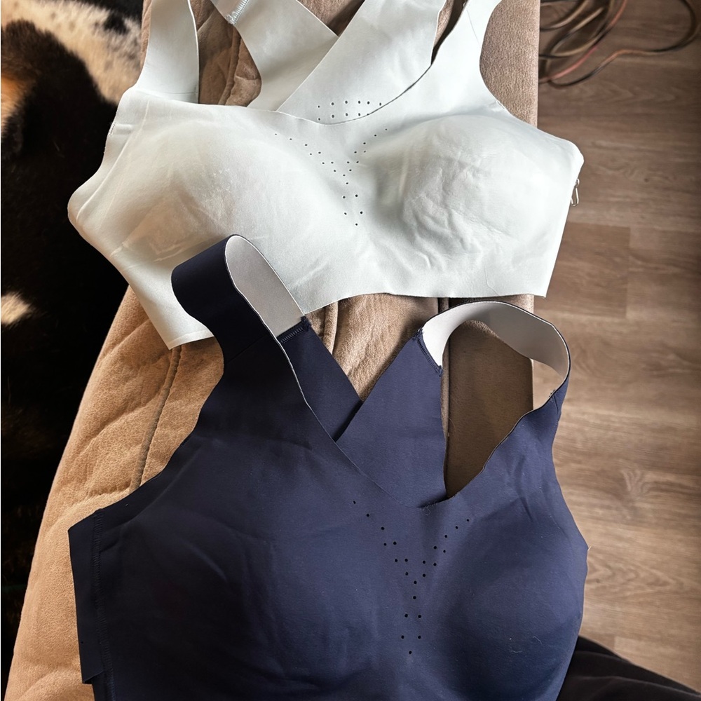 Women's Cross-Back Sports Bra - Navy and Light blue